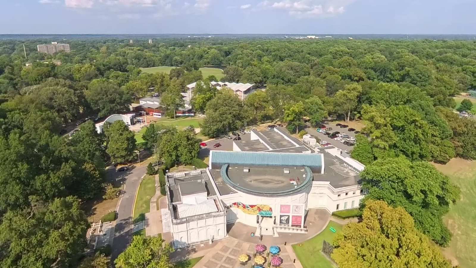 The Brooks in Overton Park from the BabaluShow drone, where the collection lived before the move downtown